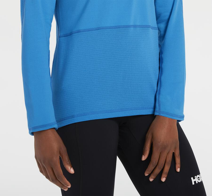 Hoka One One Top Dame - 1/2 Zip Midlayer - Blå - 492053XPU